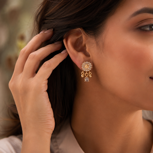 Kashish - White Crystal Teardrop Earrings for Women