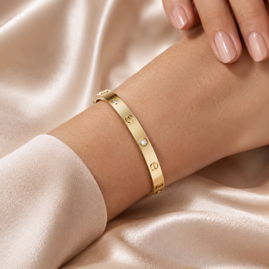 Kashish - Stainless Steel LOVE Gold bracelet - 100 days color warranty