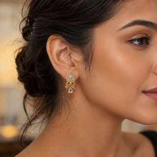 Kashish - White Crystal Teardrop Earrings for Women