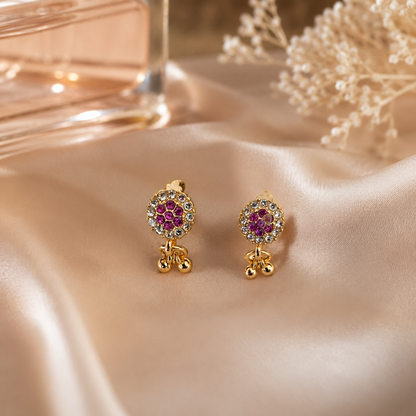 Kashish - Ruby & White Crystal Stud Drop Earrings for Women