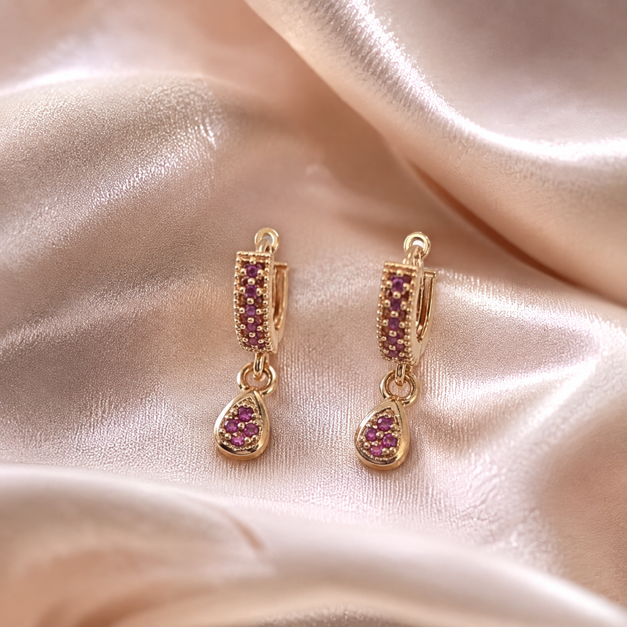 Kashish - Ruby Stone Teardrop Huggie Earrings for Women