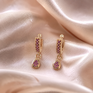 Kashish - Ruby Stone Teardrop Huggie Earrings for Women