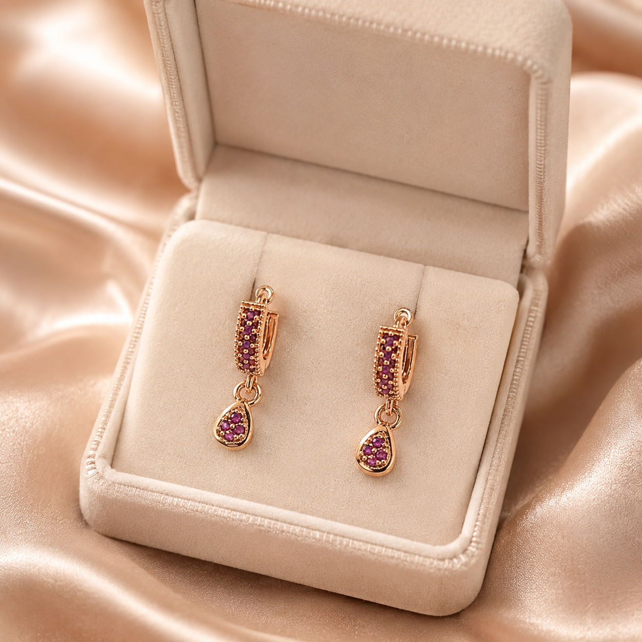 Kashish - Ruby Stone Teardrop Huggie Earrings for Women