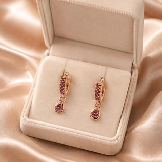 Kashish - Ruby Stone Teardrop Huggie Earrings for Women