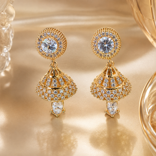 Kashish - White Crystal Jhumka Earrings for Women