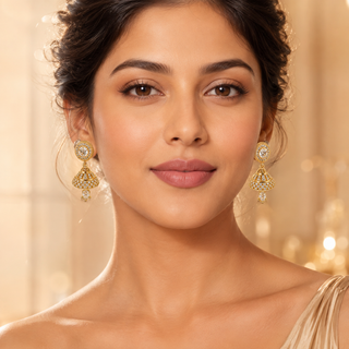 Kashish - White Crystal Jhumka Earrings for Women