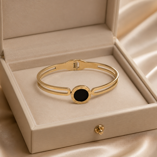 Kashish - Stainless Steel Black Roman Dial Openable Bracelet for Women