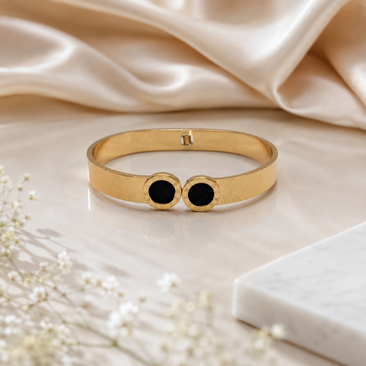 Kashish - Stainless Steel Double Black Roman Dial Openable Bracelet