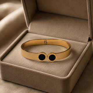 Kashish - Stainless Steel Double Black Roman Dial Openable Bracelet