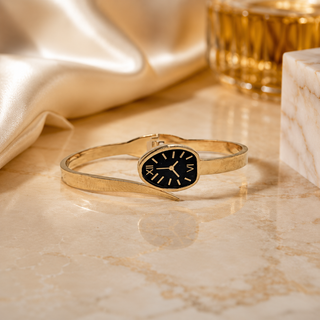 Kashish - Stainless Steel Black Dial Openable Bracelet for Women