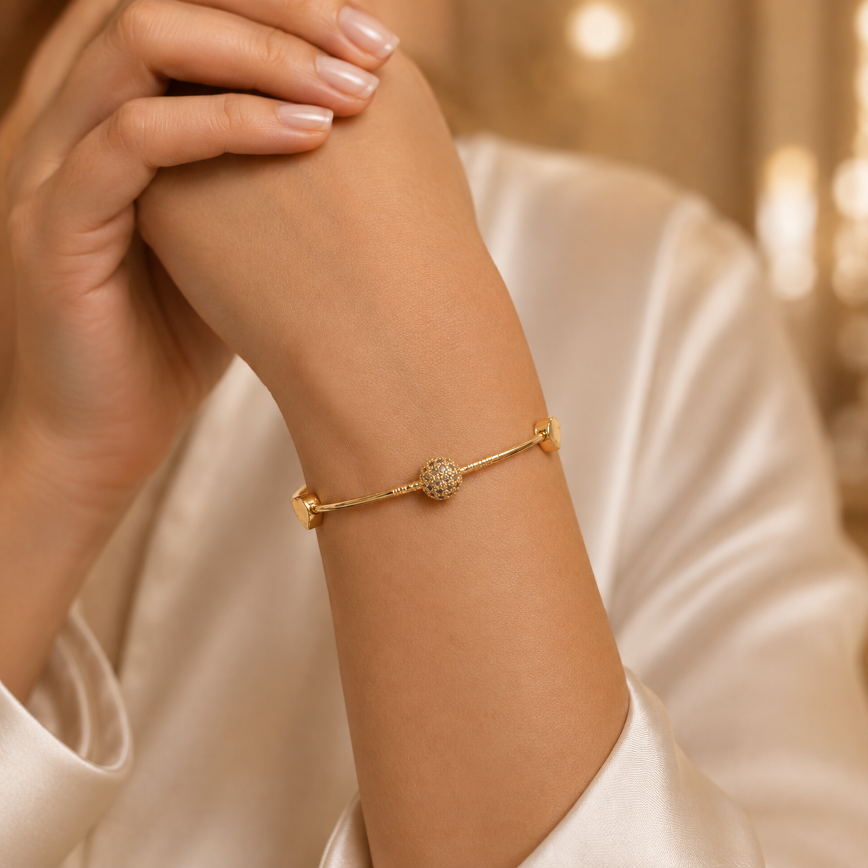 Kashish - Textured Ball Adjustable Bangle Bracelet for Women