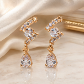 Kashish - White Crystal Teardrop Drop Earrings for Women