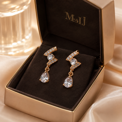 Kashish - White Crystal Teardrop Drop Earrings for Women