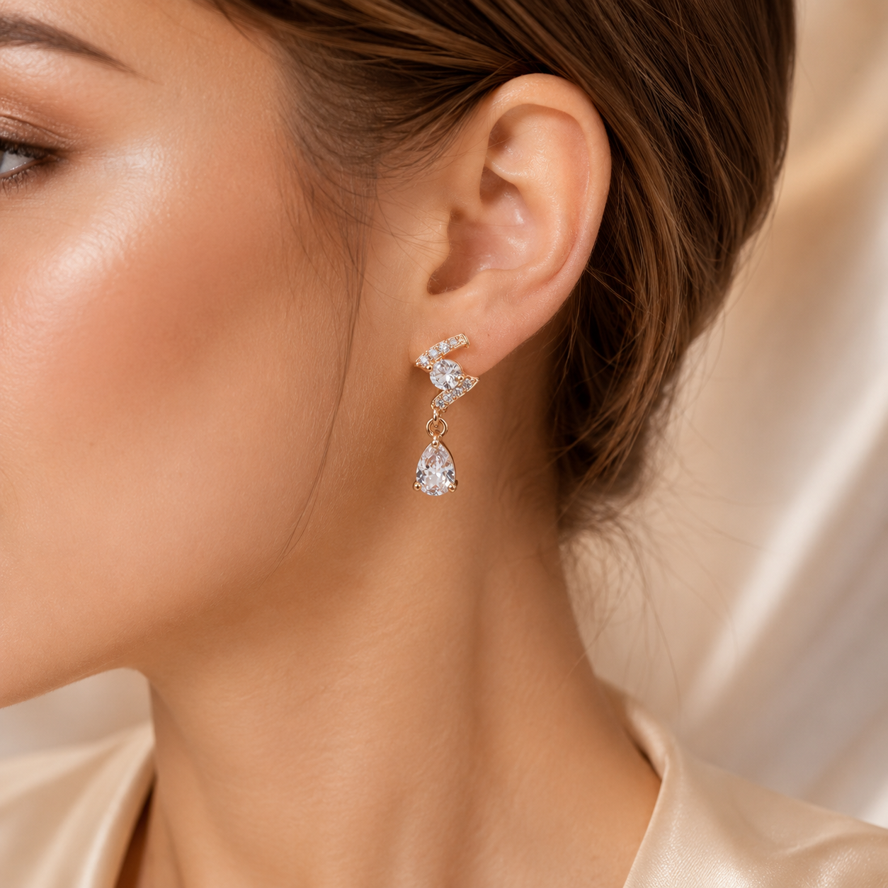 Kashish - White Crystal Teardrop Drop Earrings for Women