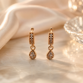 Kashish - White Crystal Teardrop Earrings for Women