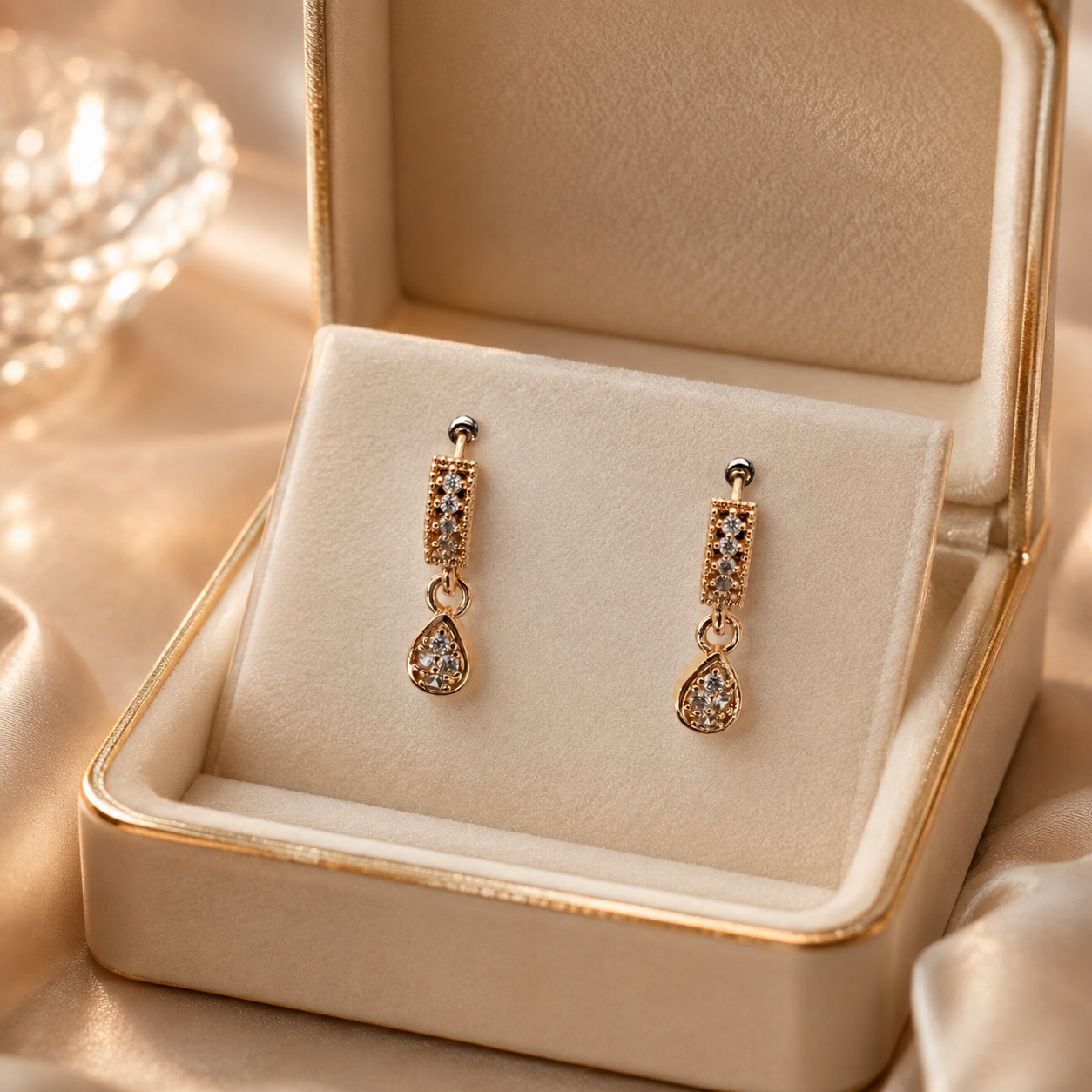 Kashish - White Crystal Teardrop Earrings for Women