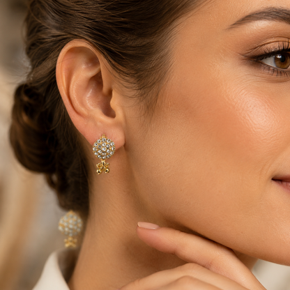 Kashish - White Crystal Cluster Drop Earrings for Women