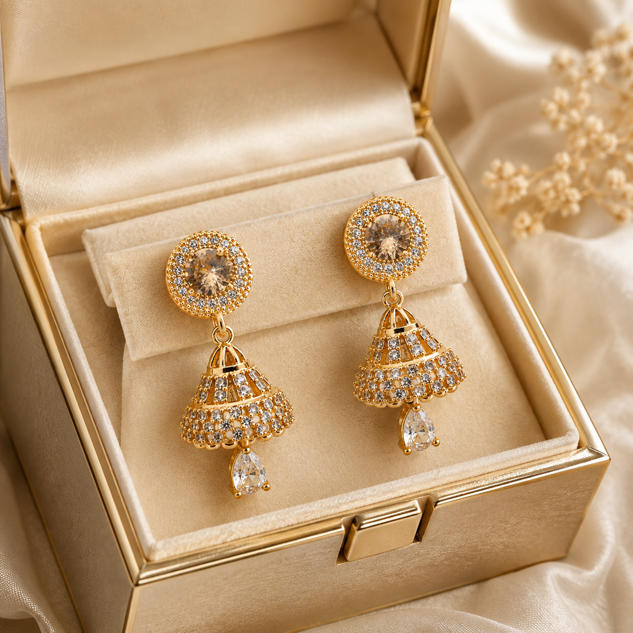 Kashish - Crystal Jhumka Earrings for Women