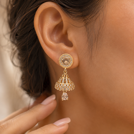 Kashish - Crystal Jhumka Earrings for Women