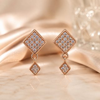 Kashish White Crystal Geometric Diamond Drop Earrings for Women