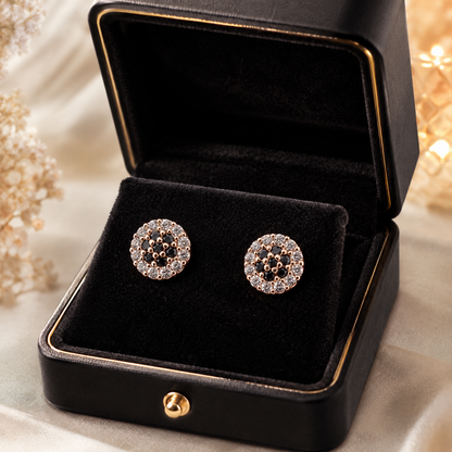 Kashish - Black & White Crystal Round Stud Earrings for Women