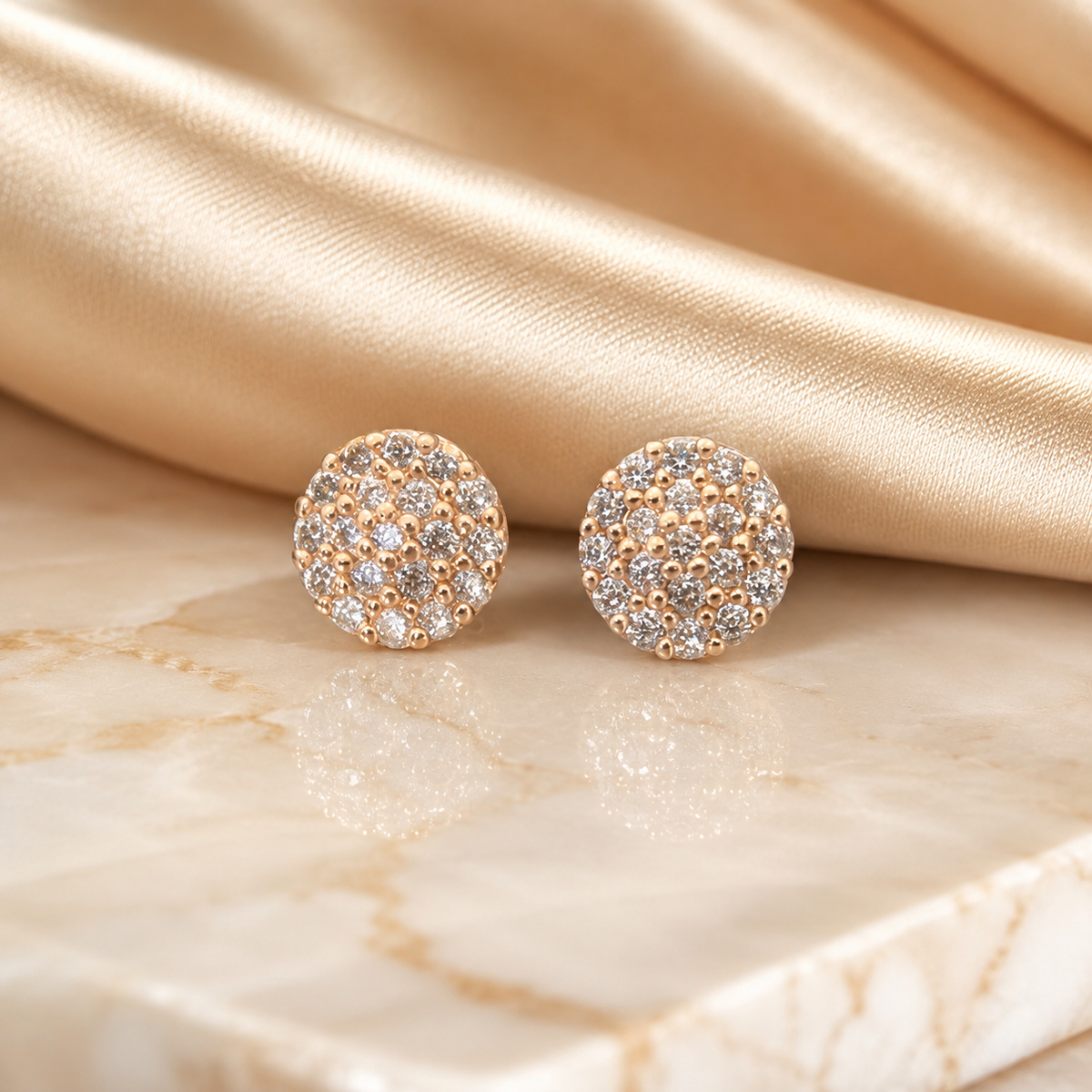Kashish - White Crystal Round Stud Earrings for Women – Gold Tone
