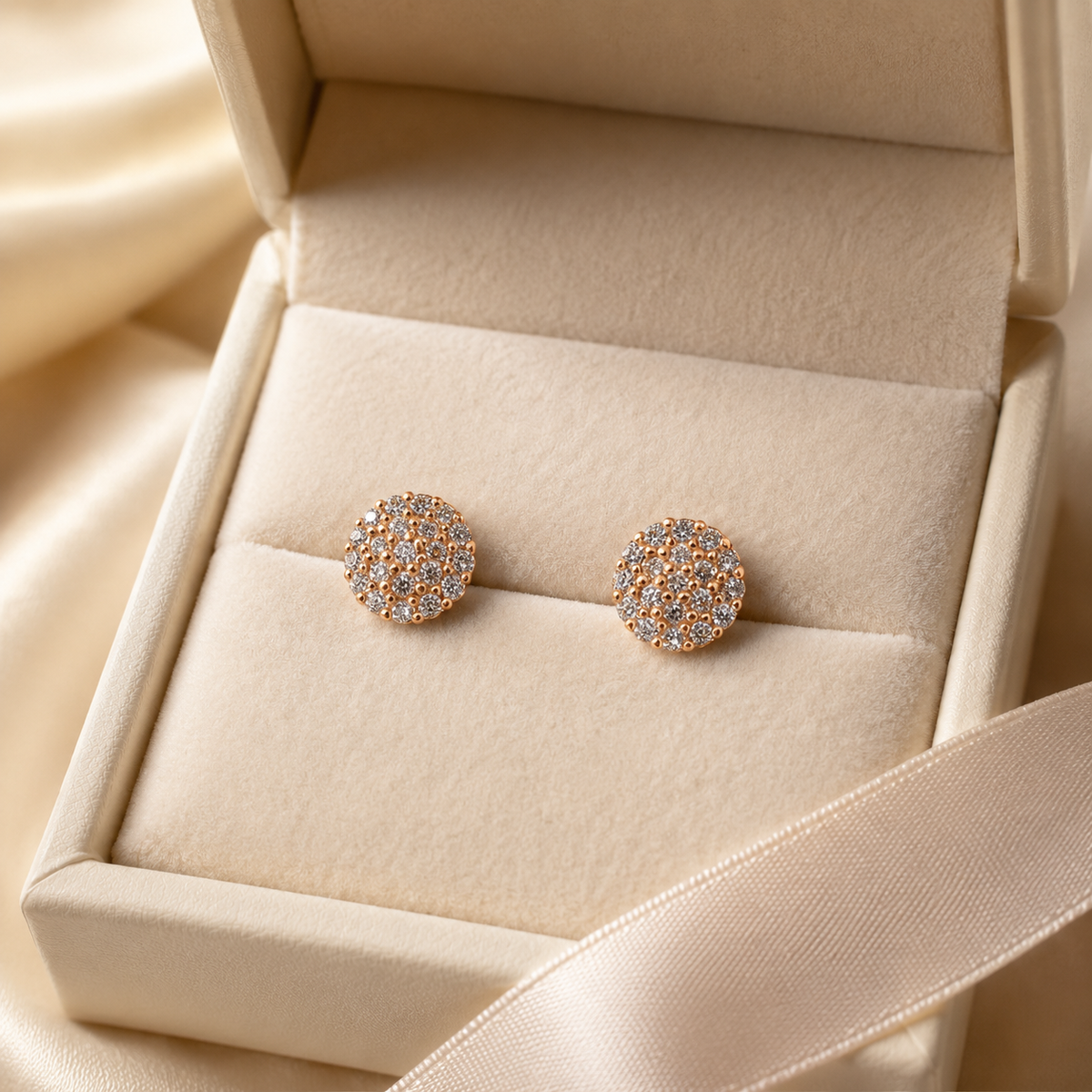 Kashish - White Crystal Round Stud Earrings for Women – Gold Tone