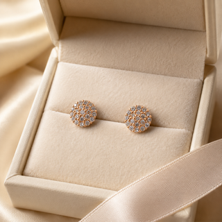 Kashish - White Crystal Round Stud Earrings for Women – Gold Tone