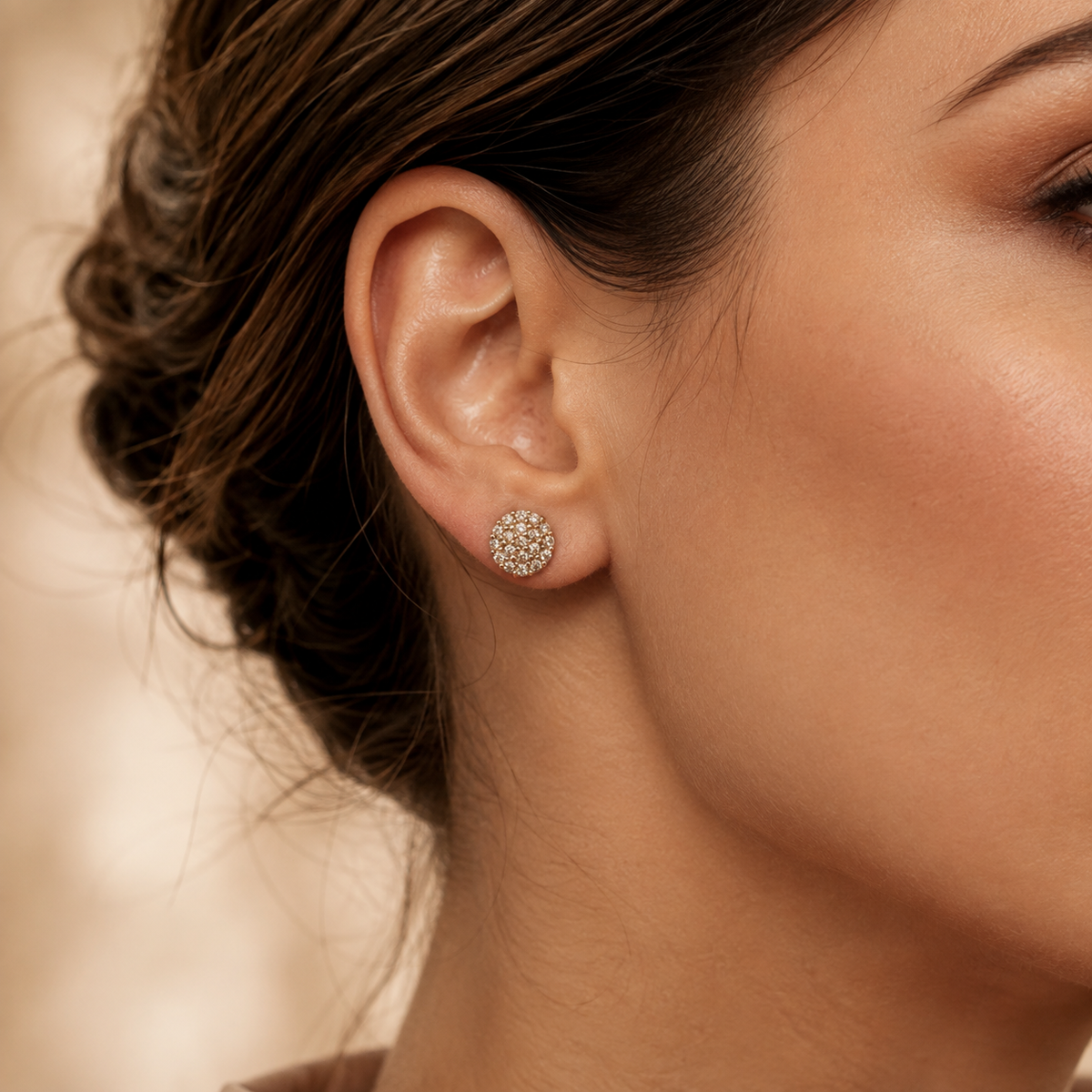 Kashish - White Crystal Round Stud Earrings for Women – Gold Tone