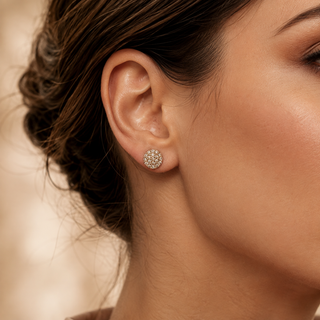 Kashish - White Crystal Round Stud Earrings for Women – Gold Tone