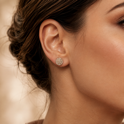 Kashish - White Crystal Round Stud Earrings for Women – Gold Tone