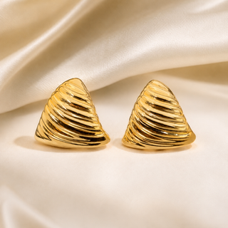 Kashish Gold Textured Triangle Stud Earrings for Women