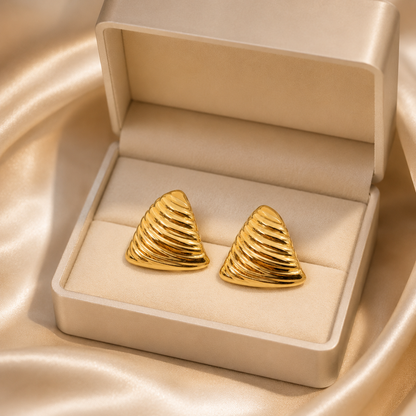 Kashish Gold Textured Triangle Stud Earrings for Women