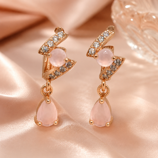 Kashish - Blush Pink Crystal Teardrop Dangle Earrings