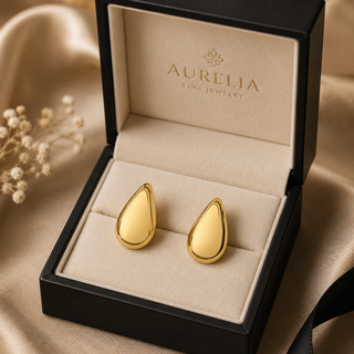 Kashish Gold Teardrop Statement Stud Earrings for Women
