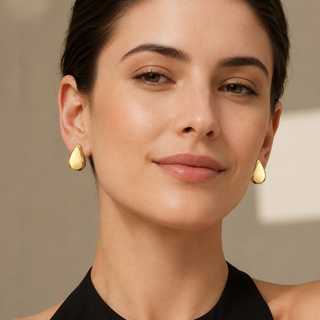 Kashish Gold Teardrop Statement Stud Earrings for Women