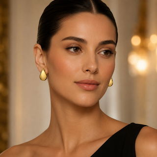 Kashish Gold Teardrop Statement Stud Earrings for Women
