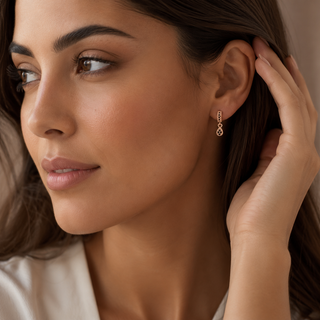 Kashish - Black Stone Rose Gold Drop Earrings for Women