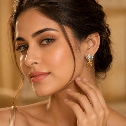 Kashish - White Crystal Cluster Drop Earrings for Women