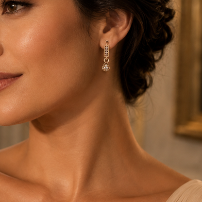 Kashish - White Crystal Teardrop Earrings for Women