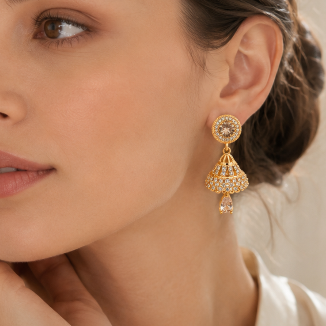 Kashish - Crystal Jhumka Earrings for Women